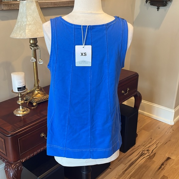 Matching Set Blue Cotton Flowy Tank Blousey Shorts New - Picture 9 of 11